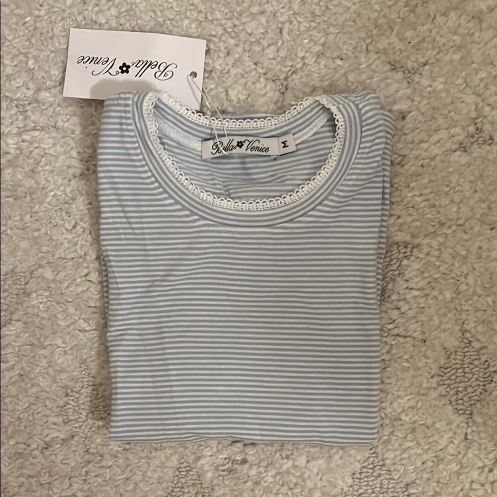 bella venice blue striped harper baby tee